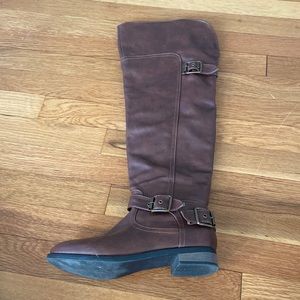 Restricted Size 8 Above the Knee Wide Leg Brown Boots
